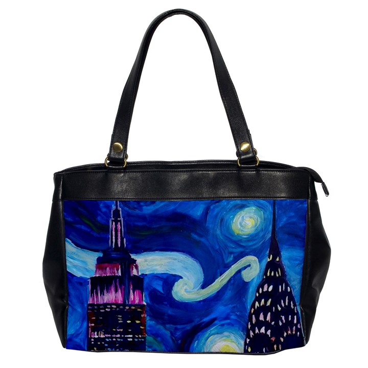 Starry Night In New York Van Gogh Manhattan Chrysler Building And Empire State Building Oversize Office Handbag