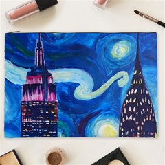 Starry Night In New York Van Gogh Manhattan Chrysler Building And Empire State Building Cosmetic Bag (xxl)