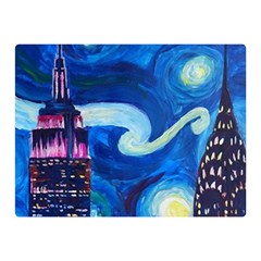 Starry Night In New York Van Gogh Manhattan Chrysler Building And Empire State Building Two Sides Premium Plush Fleece Blanket (mini) by Sarkoni