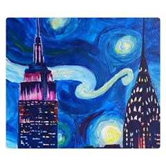 Starry Night In New York Van Gogh Manhattan Chrysler Building And Empire State Building Two Sides Premium Plush Fleece Blanket (small) by Sarkoni