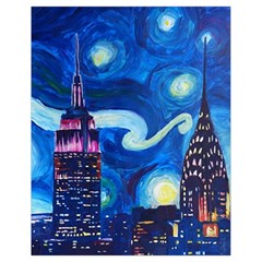 Starry Night In New York Van Gogh Manhattan Chrysler Building And Empire State Building Drawstring Bag (small) by Sarkoni