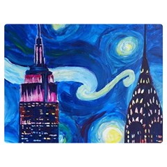 Starry Night In New York Van Gogh Manhattan Chrysler Building And Empire State Building Premium Plush Fleece Blanket (extra Small)