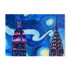 Starry Night In New York Van Gogh Manhattan Chrysler Building And Empire State Building Crystal Sticker (a4) by Sarkoni