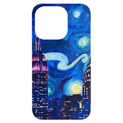 Starry Night In New York Van Gogh Manhattan Chrysler Building And Empire State Building Iphone 14 Pro Black Uv Print Case by Sarkoni