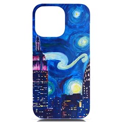 Starry Night In New York Van Gogh Manhattan Chrysler Building And Empire State Building Iphone 14 Pro Max Black Uv Print Case by Sarkoni