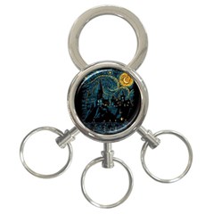 Castle Starry Night Van Gogh Parody 3-ring Key Chain by Sarkoni