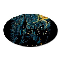 Castle Starry Night Van Gogh Parody Oval Magnet by Sarkoni