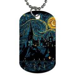 Castle Starry Night Van Gogh Parody Dog Tag (two Sides) by Sarkoni