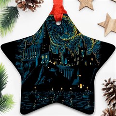 Castle Starry Night Van Gogh Parody Star Ornament (two Sides)