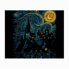 Castle Starry Night Van Gogh Parody Small Glasses Cloth (2 Sides) by Sarkoni