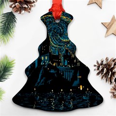 Castle Starry Night Van Gogh Parody Ornament (christmas Tree)  by Sarkoni