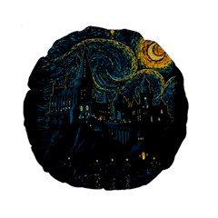 Castle Starry Night Van Gogh Parody Standard 15  Premium Round Cushions