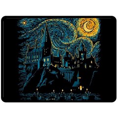 Castle Starry Night Van Gogh Parody Two Sides Fleece Blanket (large) by Sarkoni