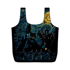 Castle Starry Night Van Gogh Parody Full Print Recycle Bag (m) by Sarkoni