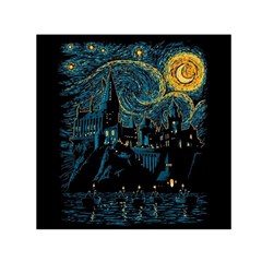 Castle Starry Night Van Gogh Parody Square Satin Scarf (30  X 30 ) by Sarkoni