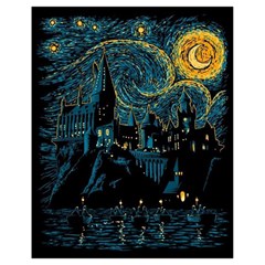 Castle Starry Night Van Gogh Parody Drawstring Bag (small) by Sarkoni