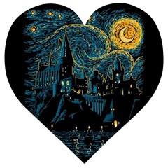 Castle Starry Night Van Gogh Parody Wooden Puzzle Heart