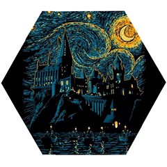 Castle Starry Night Van Gogh Parody Wooden Puzzle Hexagon by Sarkoni