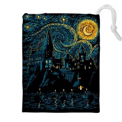 Castle Starry Night Van Gogh Parody Drawstring Pouch (5xl) by Sarkoni