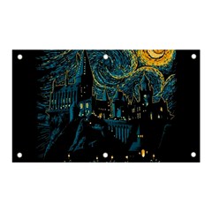 Castle Starry Night Van Gogh Parody Banner And Sign 5  X 3  by Sarkoni