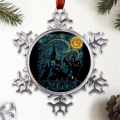 Castle Starry Night Van Gogh Parody Metal Large Snowflake Ornament