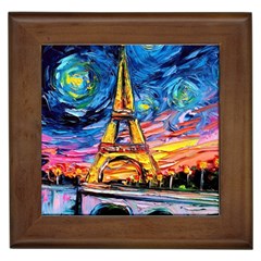 Eiffel Tower Starry Night Print Van Gogh Framed Tile