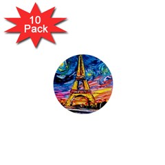 Eiffel Tower Starry Night Print Van Gogh 1  Mini Buttons (10 Pack)  by Sarkoni