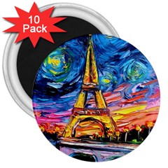 Eiffel Tower Starry Night Print Van Gogh 3  Magnets (10 Pack)  by Sarkoni