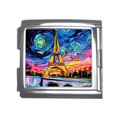 Eiffel Tower Starry Night Print Van Gogh Mega Link Italian Charm (18mm) by Sarkoni