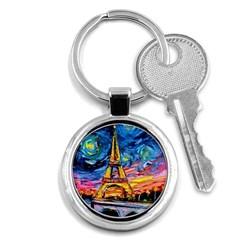 Eiffel Tower Starry Night Print Van Gogh Key Chain (round)