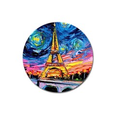 Eiffel Tower Starry Night Print Van Gogh Magnet 3  (round)