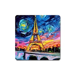 Eiffel Tower Starry Night Print Van Gogh Square Magnet