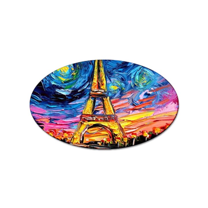 Eiffel Tower Starry Night Print Van Gogh Sticker Oval (10 pack)