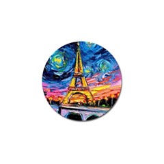 Eiffel Tower Starry Night Print Van Gogh Golf Ball Marker by Sarkoni