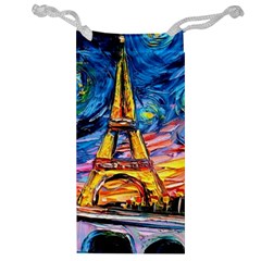 Eiffel Tower Starry Night Print Van Gogh Jewelry Bag by Sarkoni