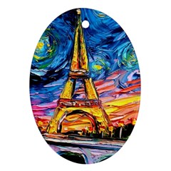 Eiffel Tower Starry Night Print Van Gogh Oval Ornament (two Sides) by Sarkoni