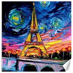 Eiffel Tower Starry Night Print Van Gogh Canvas 12  X 12 