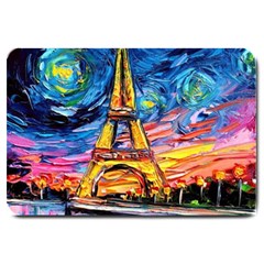 Eiffel Tower Starry Night Print Van Gogh Large Doormat by Sarkoni