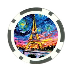 Eiffel Tower Starry Night Print Van Gogh Poker Chip Card Guard by Sarkoni