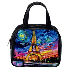 Eiffel Tower Starry Night Print Van Gogh Classic Handbag (one Side) by Sarkoni