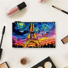 Eiffel Tower Starry Night Print Van Gogh Cosmetic Bag (small) by Sarkoni