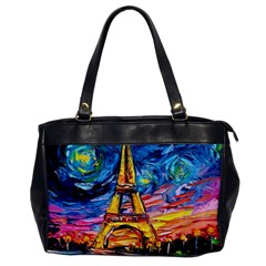 Eiffel Tower Starry Night Print Van Gogh Oversize Office Handbag by Sarkoni