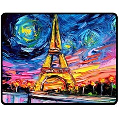 Eiffel Tower Starry Night Print Van Gogh Fleece Blanket (medium) by Sarkoni