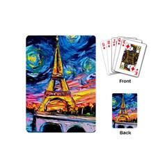 Eiffel Tower Starry Night Print Van Gogh Playing Cards Single Design (mini) by Sarkoni