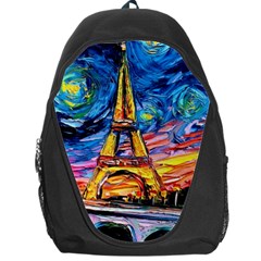 Eiffel Tower Starry Night Print Van Gogh Backpack Bag by Sarkoni