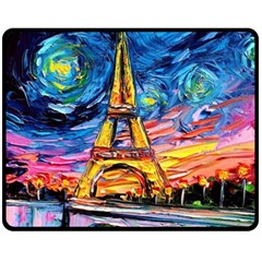 Eiffel Tower Starry Night Print Van Gogh Two Sides Fleece Blanket (medium)