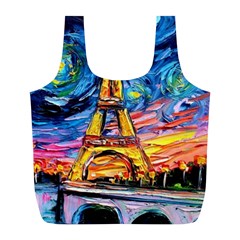 Eiffel Tower Starry Night Print Van Gogh Full Print Recycle Bag (l) by Sarkoni