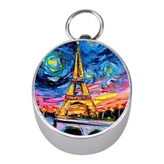 Eiffel Tower Starry Night Print Van Gogh Mini Silver Compasses