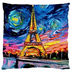 Eiffel Tower Starry Night Print Van Gogh Large Premium Plush Fleece Cushion Case (one Side) by Sarkoni