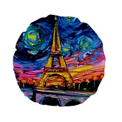 Eiffel Tower Starry Night Print Van Gogh Standard 15  Premium Flano Round Cushions by Sarkoni